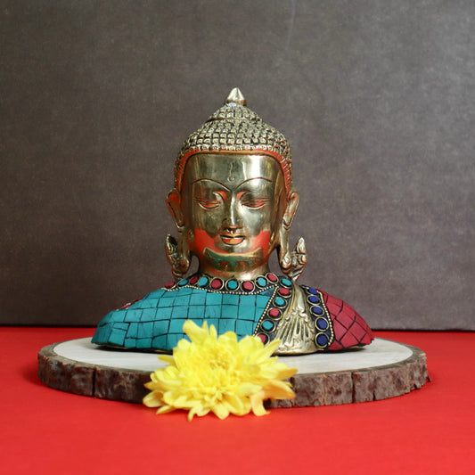 Buddha Face Inlayed with Stone