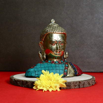 Buddha Face Inlayed with Stone