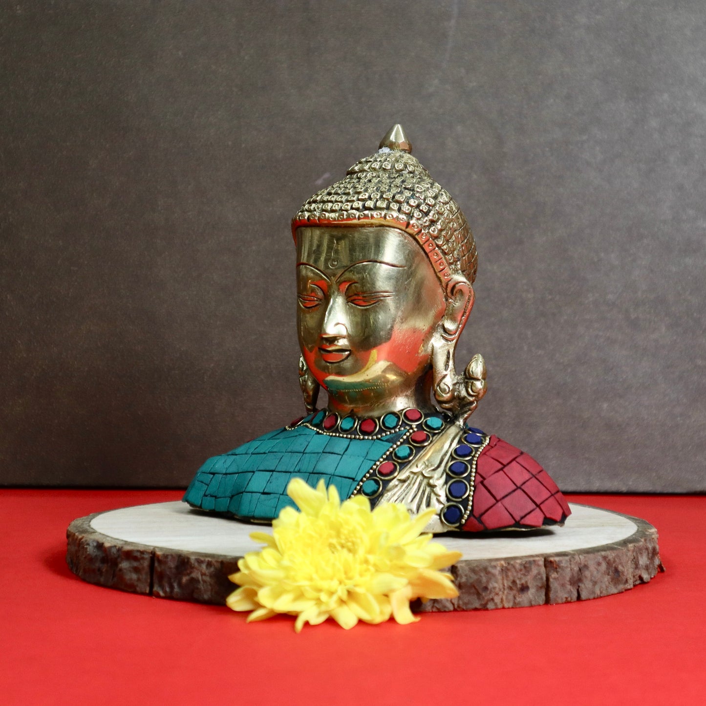 Buddha Face Inlayed with Stone