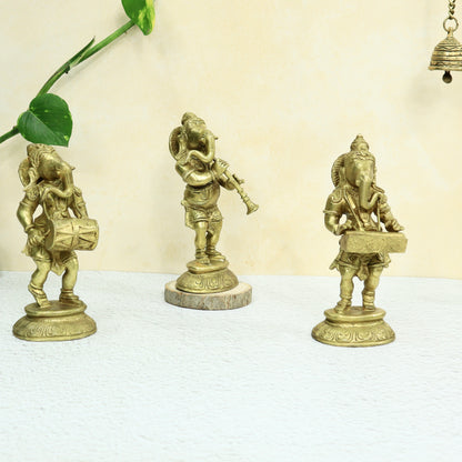 Standing Musical Ganesha - Set of 3