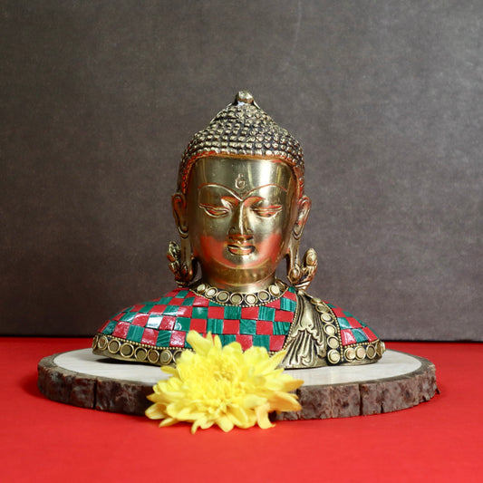 Buddha Face Inlayed with Stone