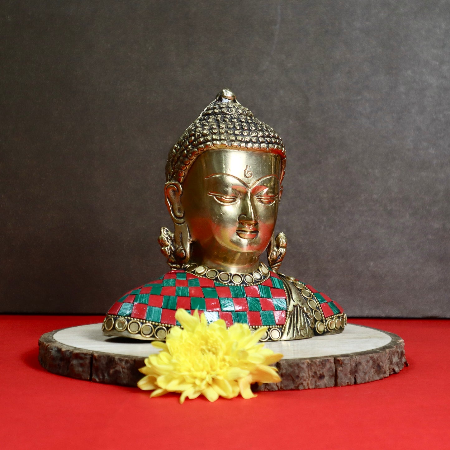 Buddha Face Inlayed with Stone