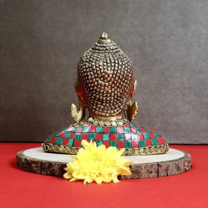 Buddha Face Inlayed with Stone