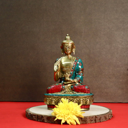 Sitting Buddha Inlayed with  Stone