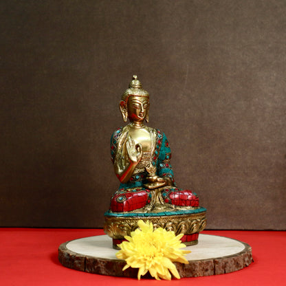 Sitting Buddha Inlayed with  Stone