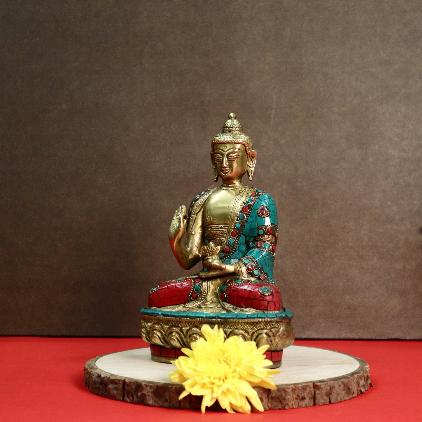 Sitting Buddha Inlayed with  Stone